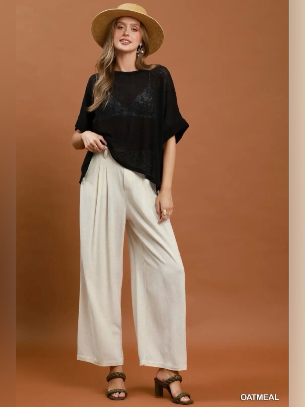 Umgee High Waist Linen Blend Wide Leg Trousers🛍️